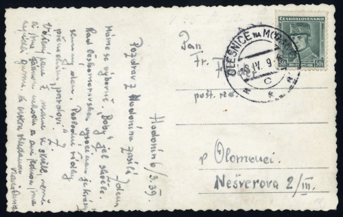 1939, Böhmen und Mähren, V 402, Brief
