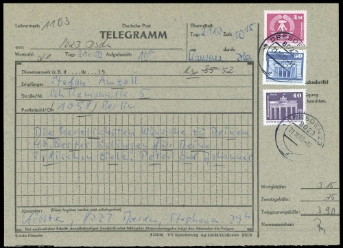 1983, DDR, 2633 u.a., Brief