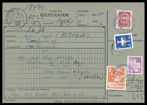 1983, DDR, 2550 u.a., Brief