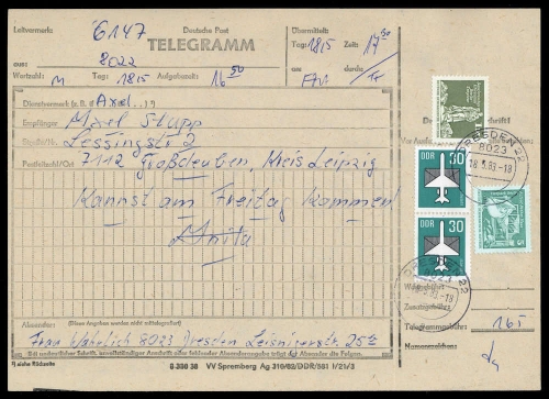 1983, DDR, 2561 u.a., Brief