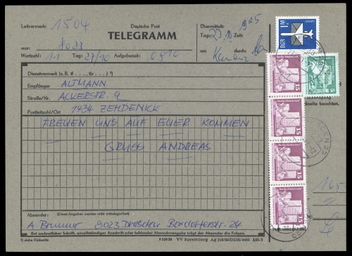1983, DDR, 2501 (4) u.a., Brief