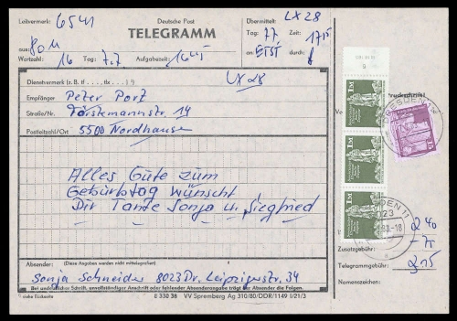 1983, DDR, 2561 DV u.a., Brief