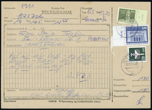 1983, DDR, 2561 DV u.a., Brief
