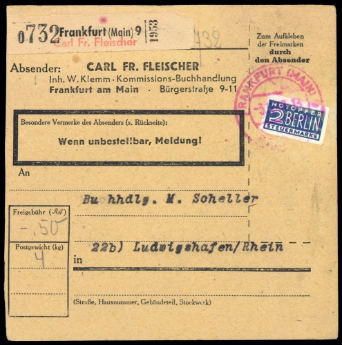 1948, Bizone Zwangszuschlagsmarken, 1, Brief