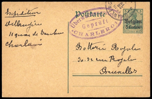 1914, Deutsche Besetzung I. WK Belgien, P 1, Brief
