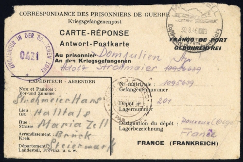 1946, Österreich, Brief