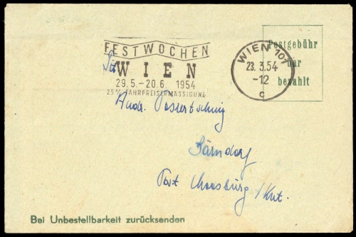 1954, Österreich, Brief