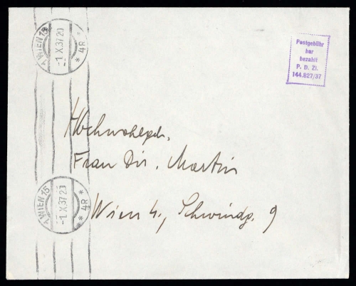 1937, Österreich, Brief