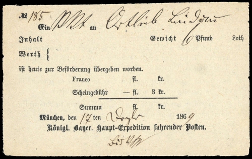 1869, Altdeutschland Bayern, Pakets., Brief