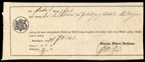 1842, Altdeutschland Württemberg, Ps, Brief