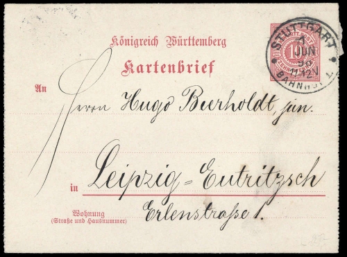 1898, Altdeutschland Württemberg, K 1 , Brief