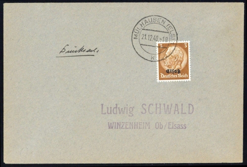 1940, Deutsche Besetzung II. WK Elsass, 1, Brief