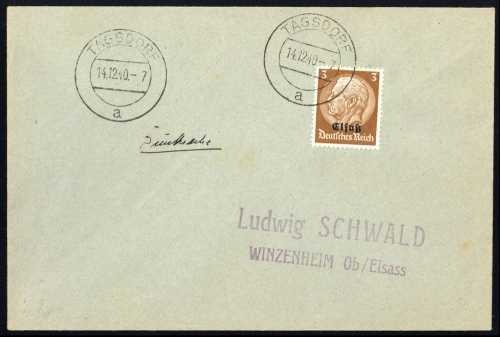 1940, Deutsche Besetzung II. WK Elsass, 1, Brief