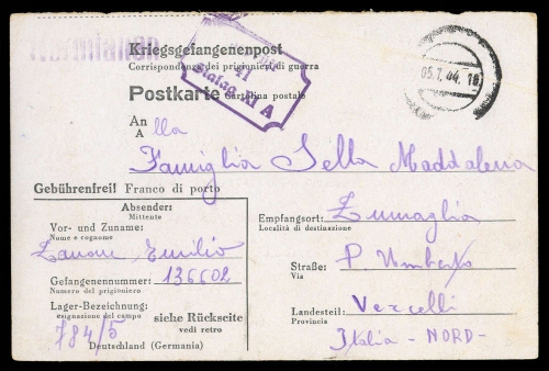 1944, Deutsches Reich, ITALIEN, Brief