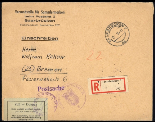 1955, Saar, Brief