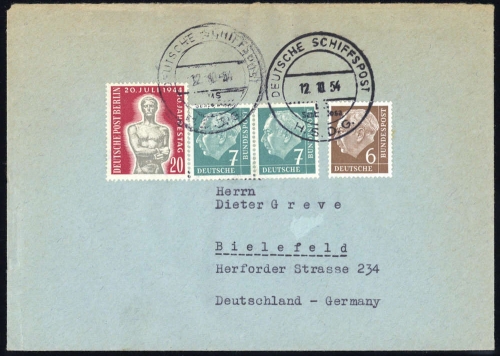 1954, Bundesrepublik Deutschland, 181 x u.a., Brief