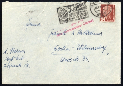 1950, DDR, 252 Pk, Brief