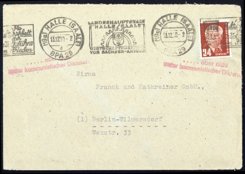 1950, DDR, 252 Pk, Brief