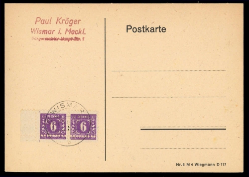 1945, SBZ Mecklenburg Vorpommern, 9 (2) Verzähnt, Brief