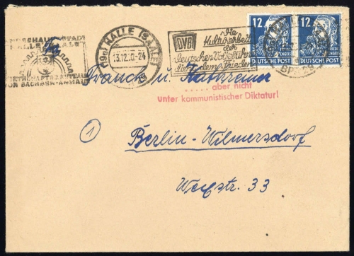 1950, SBZ allgemeine Ausgabe, 216 (2) Pk, Brief