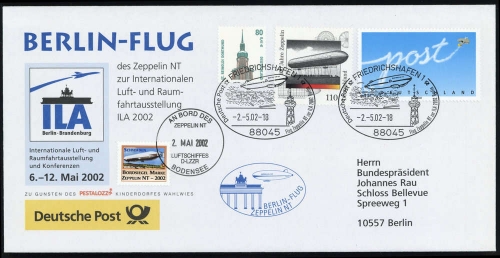 2002, Zeppelin,andere Luftschiffe,sonstiges, 2128 u.a., Brief
