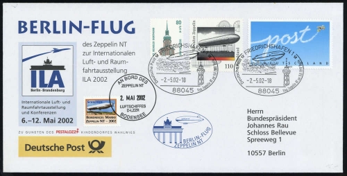 2002, Zeppelin,andere Luftschiffe,sonstiges, 2128 u.a., Brief