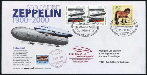 2000, Zeppelin,andere Luftschiffe,sonstiges, 2128 (2) u.a., Brief