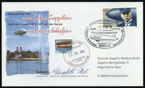 2000, Zeppelin,andere Luftschiffe,sonstiges, 1597, Brief