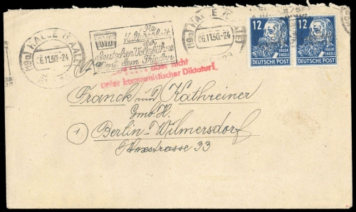 1948, SBZ allgemeine Ausgabe, 216 (2) Pk, Brief