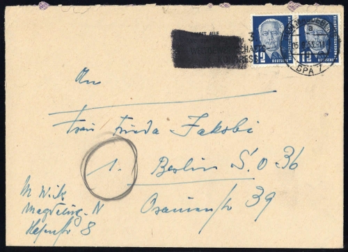 1950, DDR, 251 (2) Pk, Brief