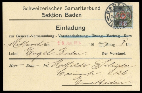 1914, Schweiz, P 2 I, Brief