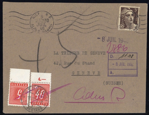 1946, Schweiz, F, Brief