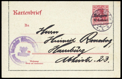 1914, Deutsche Besetzung I. WK Belgien, K 1, Brief