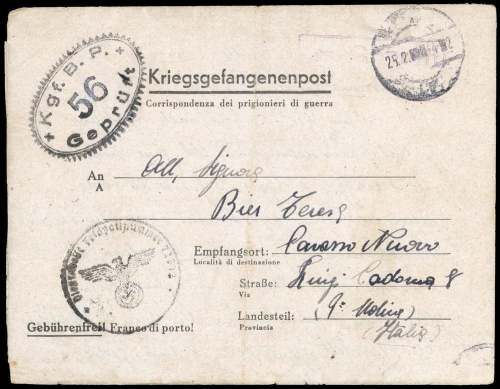 1944, Deutsches Reich, ITALIEN, Brief
