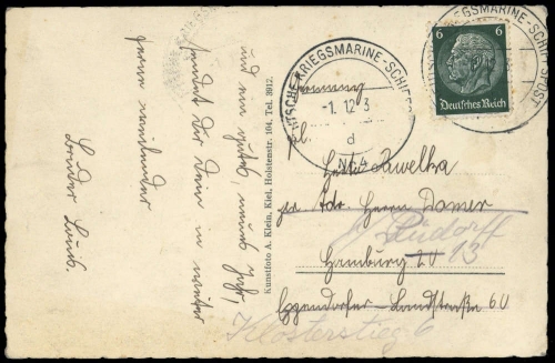 1936, Deutsche Marine Schiffspost, 516, Brief