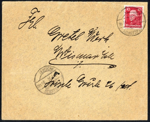 1927, Deutsche Marine Schiffspost, 390, Brief