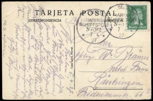 1927, Deutsche Marine Schiffspost, 387, Brief