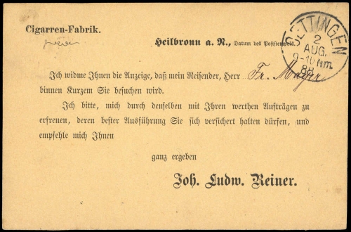 1888, Altdeutschland Württemberg, GA, Brief