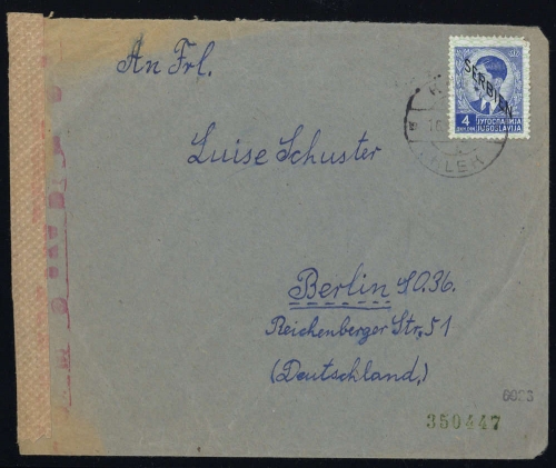 1941, Deutsche Besetzung II. WK Serbien, 7, Brief