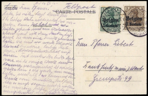 1914, Deutsche Besetzung I. WK Belgien, 1 + 2, Brief