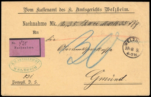1892, Altdeutschland Württemberg, GERICHT, Brief