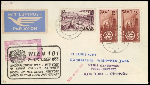 1955, Saar, 324 + 358 (2), Brief