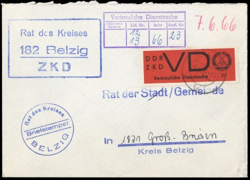 1965, DDR Vertrauliche Dienstsachen, VD 3 x, Brief