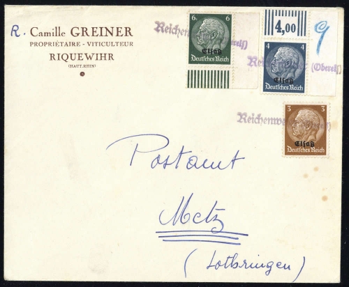 1940, Deutsche Besetzung II. WK Elsass, 1 u.a., Brief