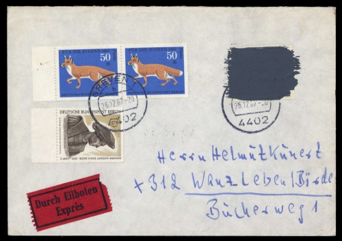 1967, Bundesrepublik Deutschland, 479 Pk u.a., Brief