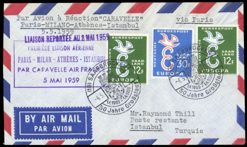 1959, Saar, 439 (2) + 440, Brief