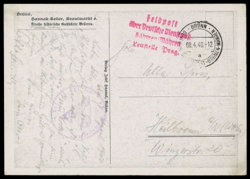 1940, Böhmen und Mähren, DP, Brief