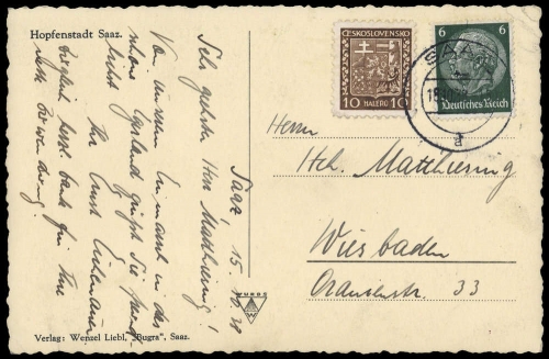 1938, Sudetenland, DR 516 u.a., Brief