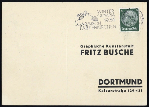 Sport u. Spiel,Olympia 1936 Garmisch,, 516, Brief