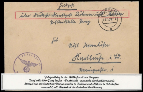 1939, Böhmen und Mähren, FP, Brief